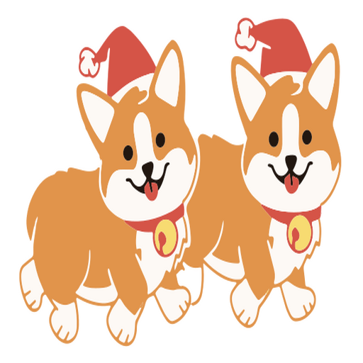 Dos perros corgi con gorros de Papá Noel Diseño PNG