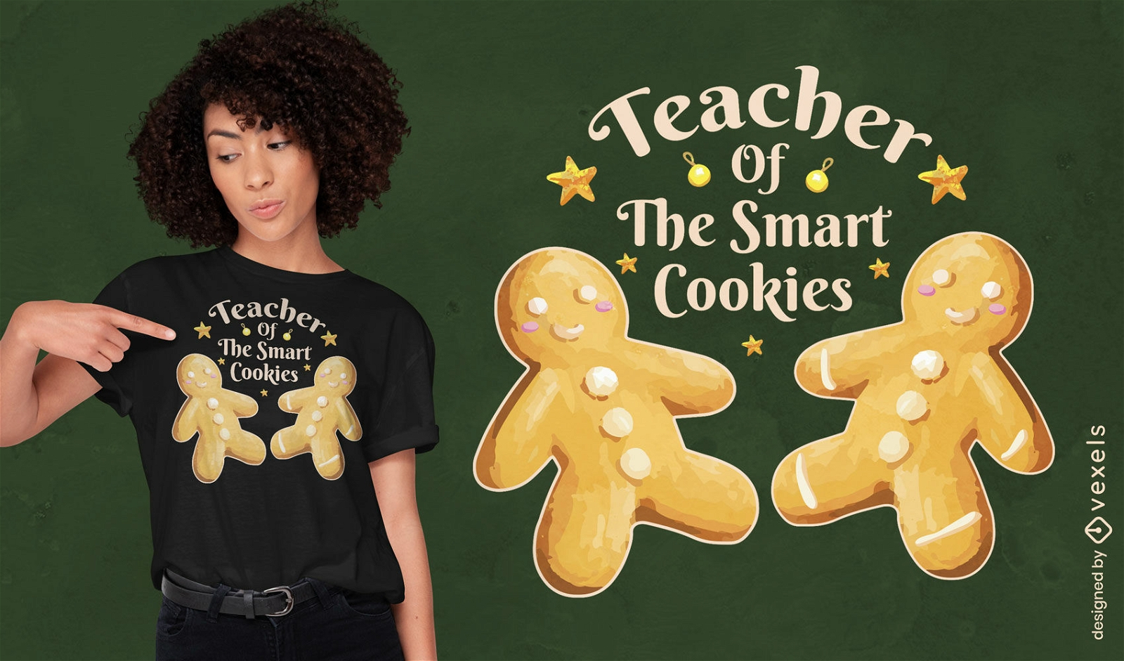 Design de camiseta de professor de biscoitos de gengibre