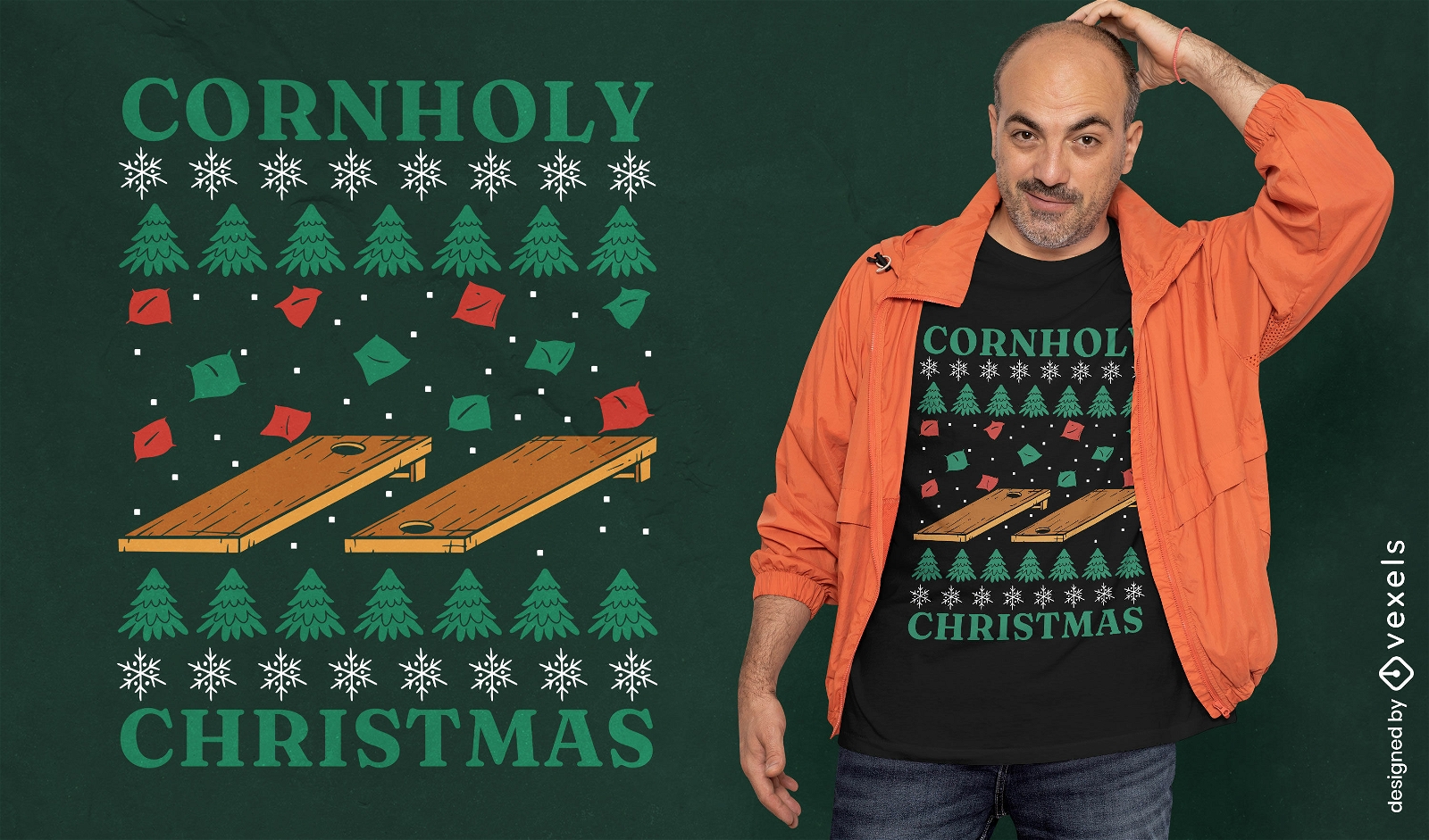 Cornhole boards ugly sweater t-shirt design