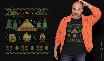 Diseño de camiseta de navidad de suéter feo de camping