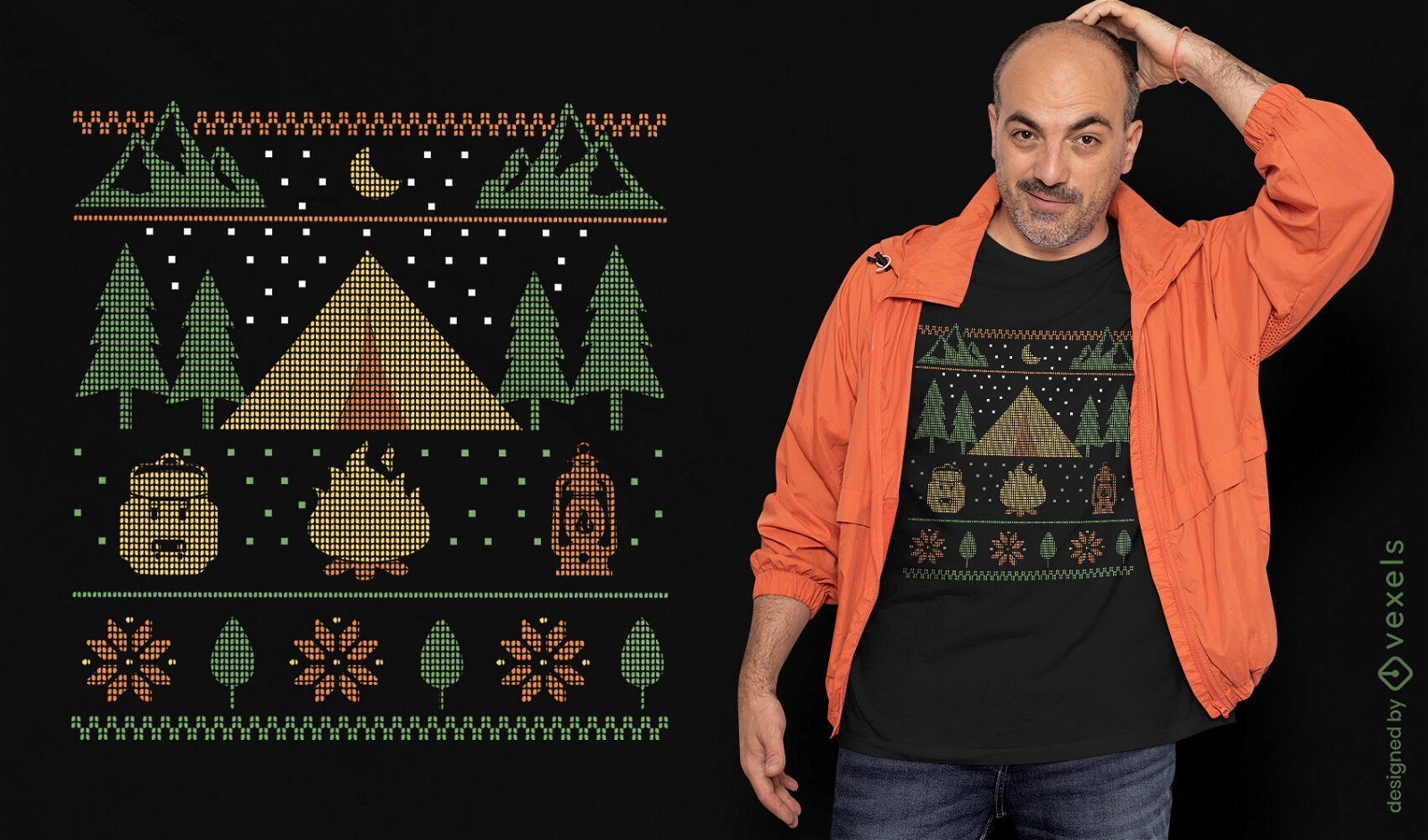 Camping ugly sweater christmas t-shirt design
