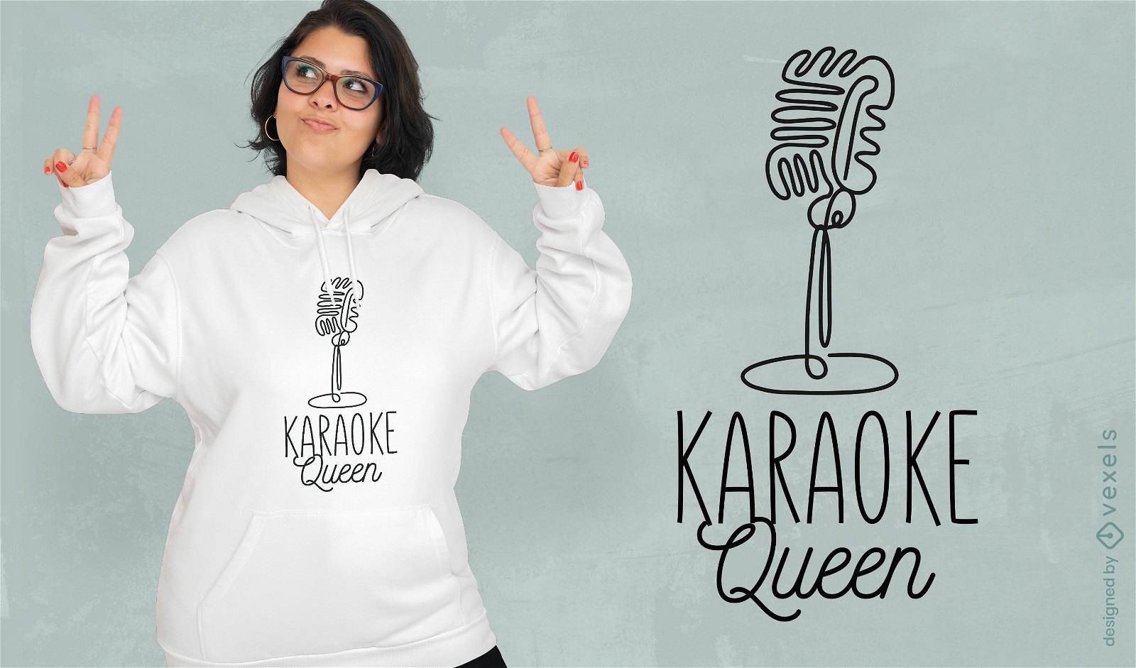 Diseño de camiseta de reina del karaoke.