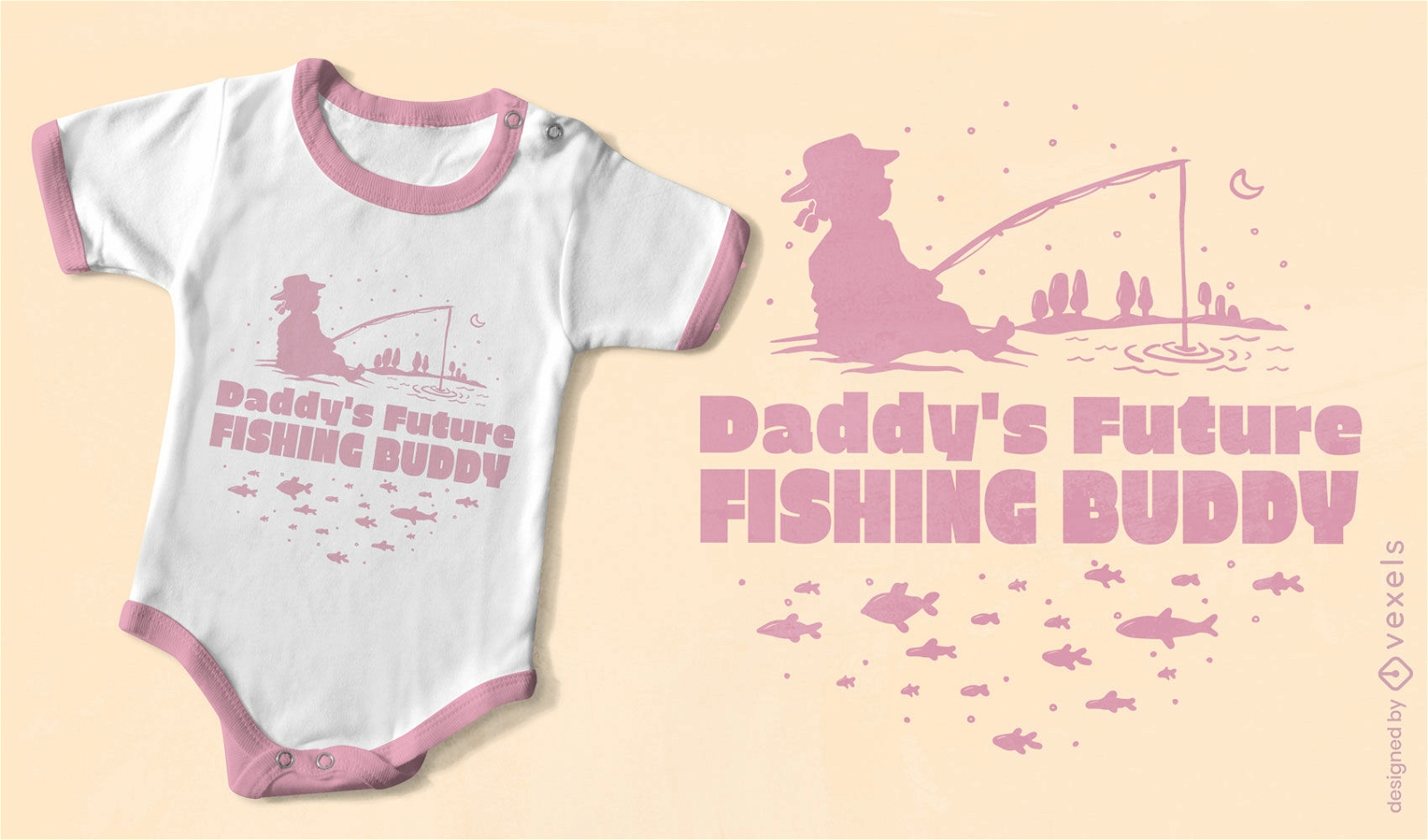 Cute child fishing pink t-shirt design