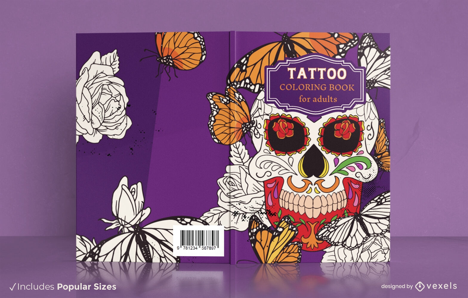 Diseño de portada de libro para colorear de tatuajes KDP