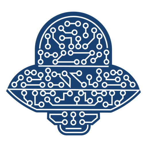 Blue ufo with a circuit board on it PNG Design