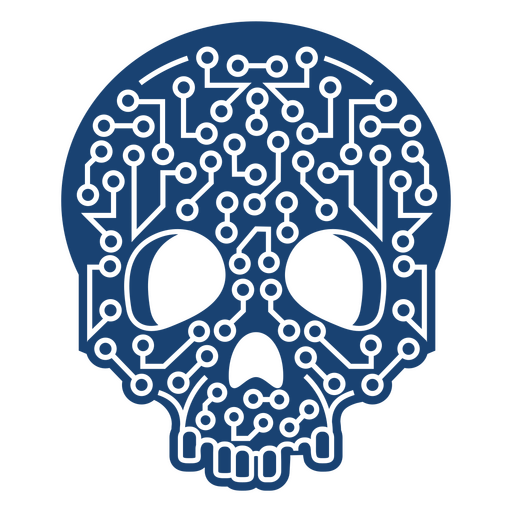 Caveira azul com circuitos Desenho PNG