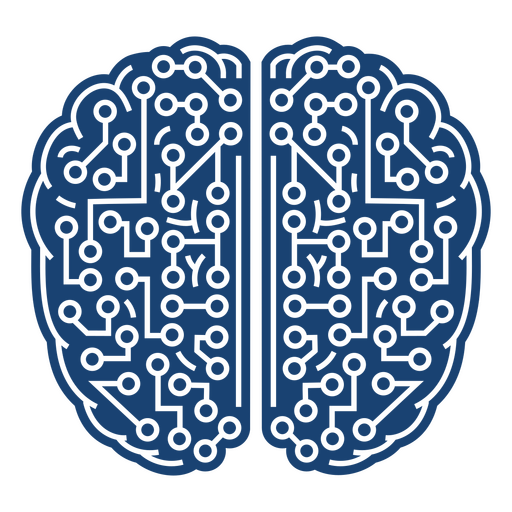 Blaues Gehirn mit Schaltkreisen darauf PNG-Design