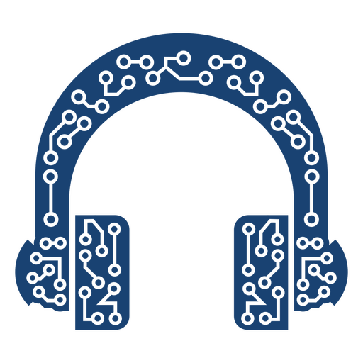 Blue icon of headphones with circuits on it PNG Design