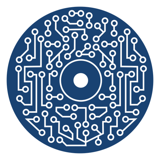 Blue disc with a circuit board on it PNG Design
