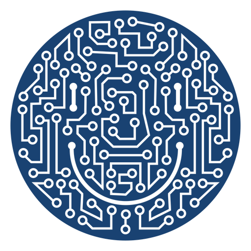 Blue smiley face made of a circuit board PNG Design