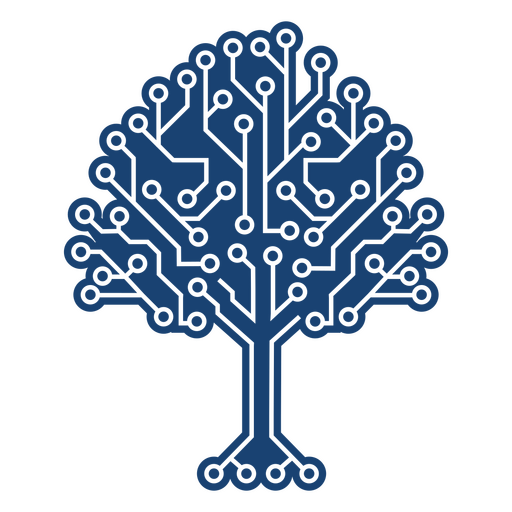 Blue tree with a circuit board on it PNG Design