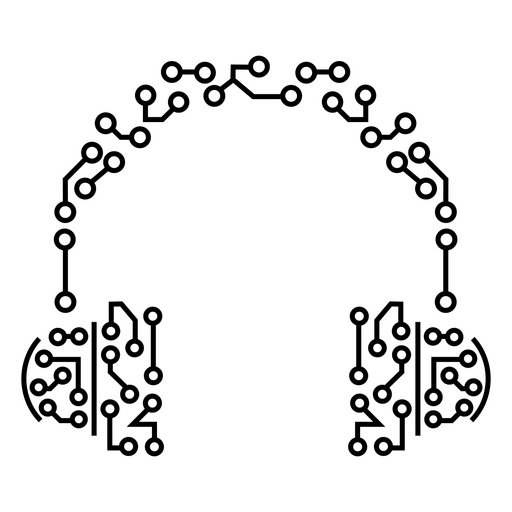Design elegante de fones de ouvido com placa de circuito Desenho PNG