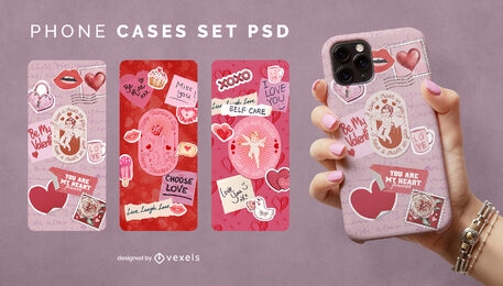 Valentine's day stickers phone case set