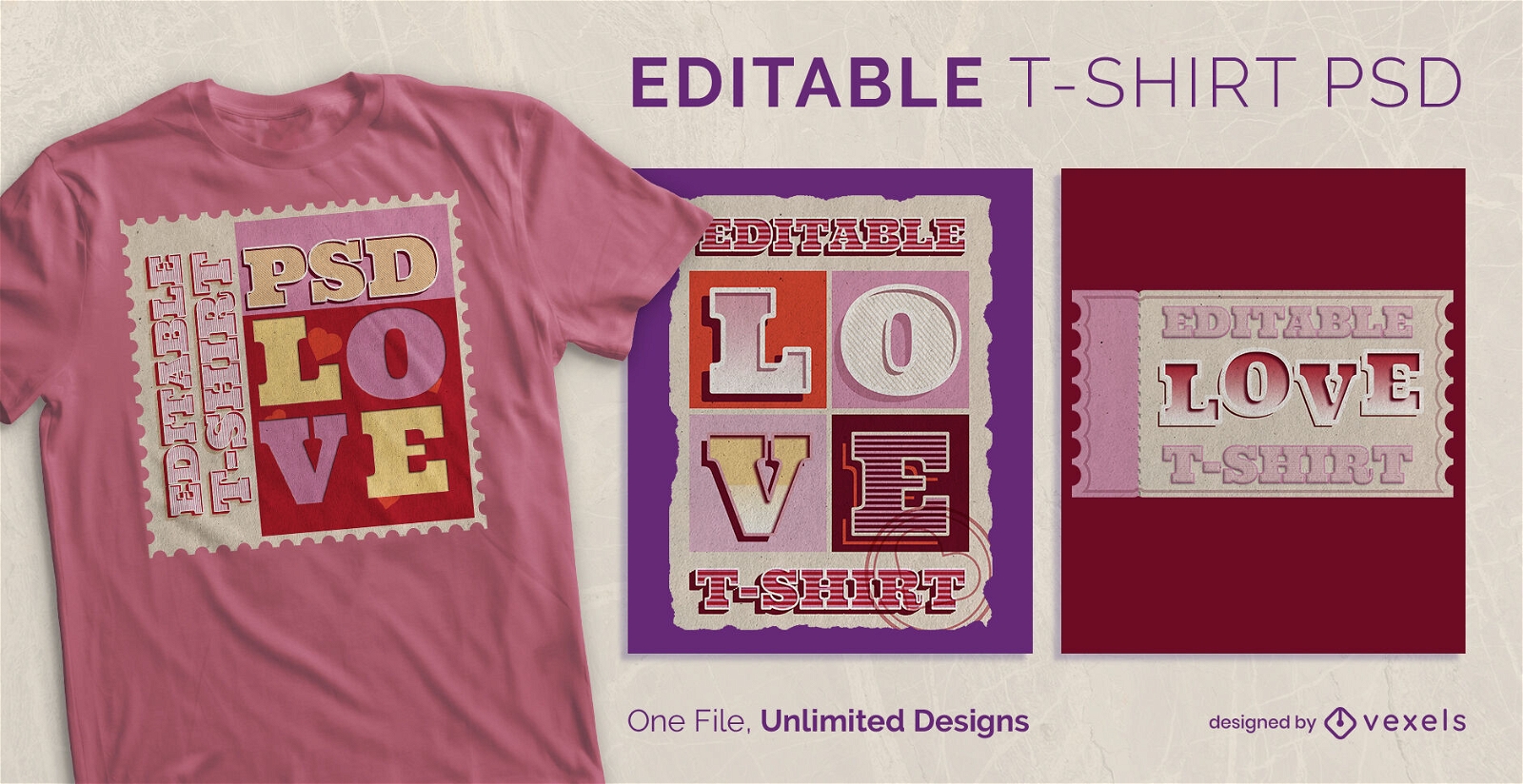 Retro love postcards scalable t-shirt psd