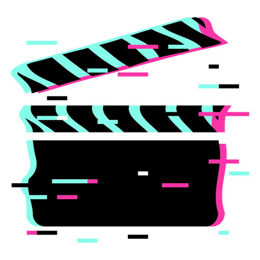 Glitch-Film-Klöppel-Symbol PNG-Design