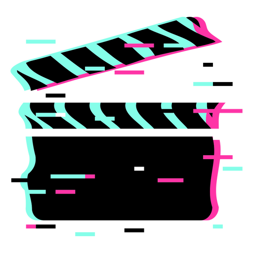 Glitch movie clapper icon PNG Design