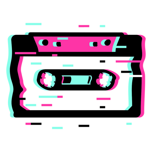 Pink and blue cassette icon PNG Design