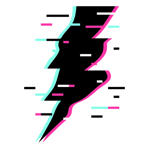 Dynamic glitch lightning bolt design PNG Design