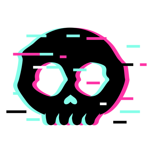 Calavera de neón con falla Diseño PNG