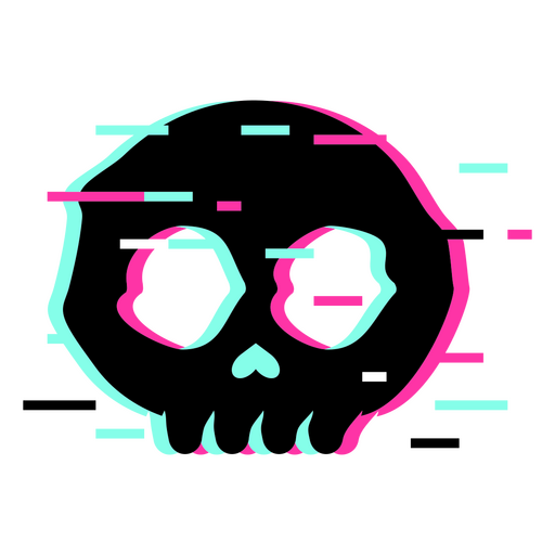 Glitch neon skull PNG Design