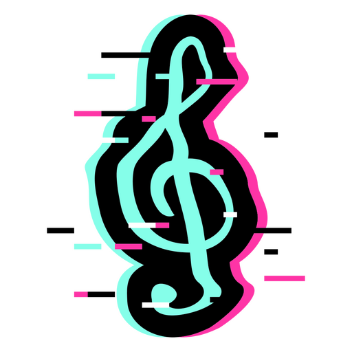 Icono de clave musical en colores neón Diseño PNG