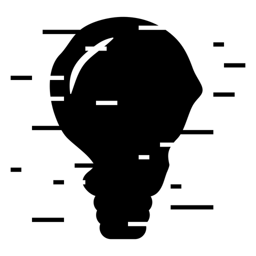 Design elegante de lâmpada com arte de falha Desenho PNG