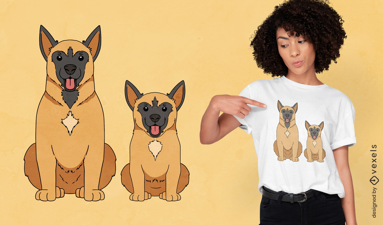 Design de camiseta de cães malinois belgas