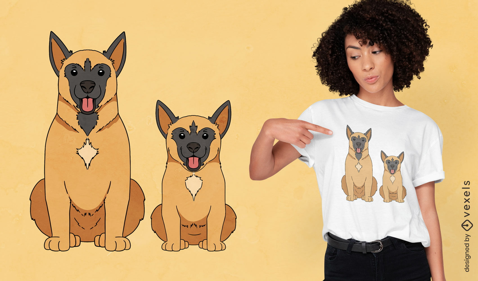 Design de camiseta de c?es malinois belgas