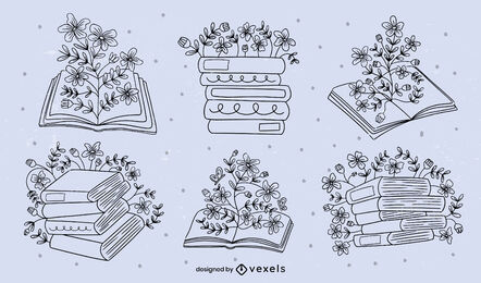 Floral books set
