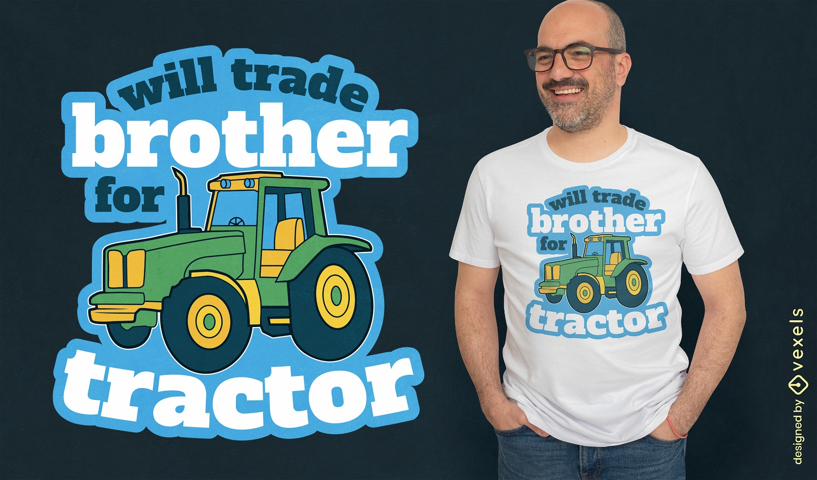 Design de camiseta de piada de fazenda de trator
