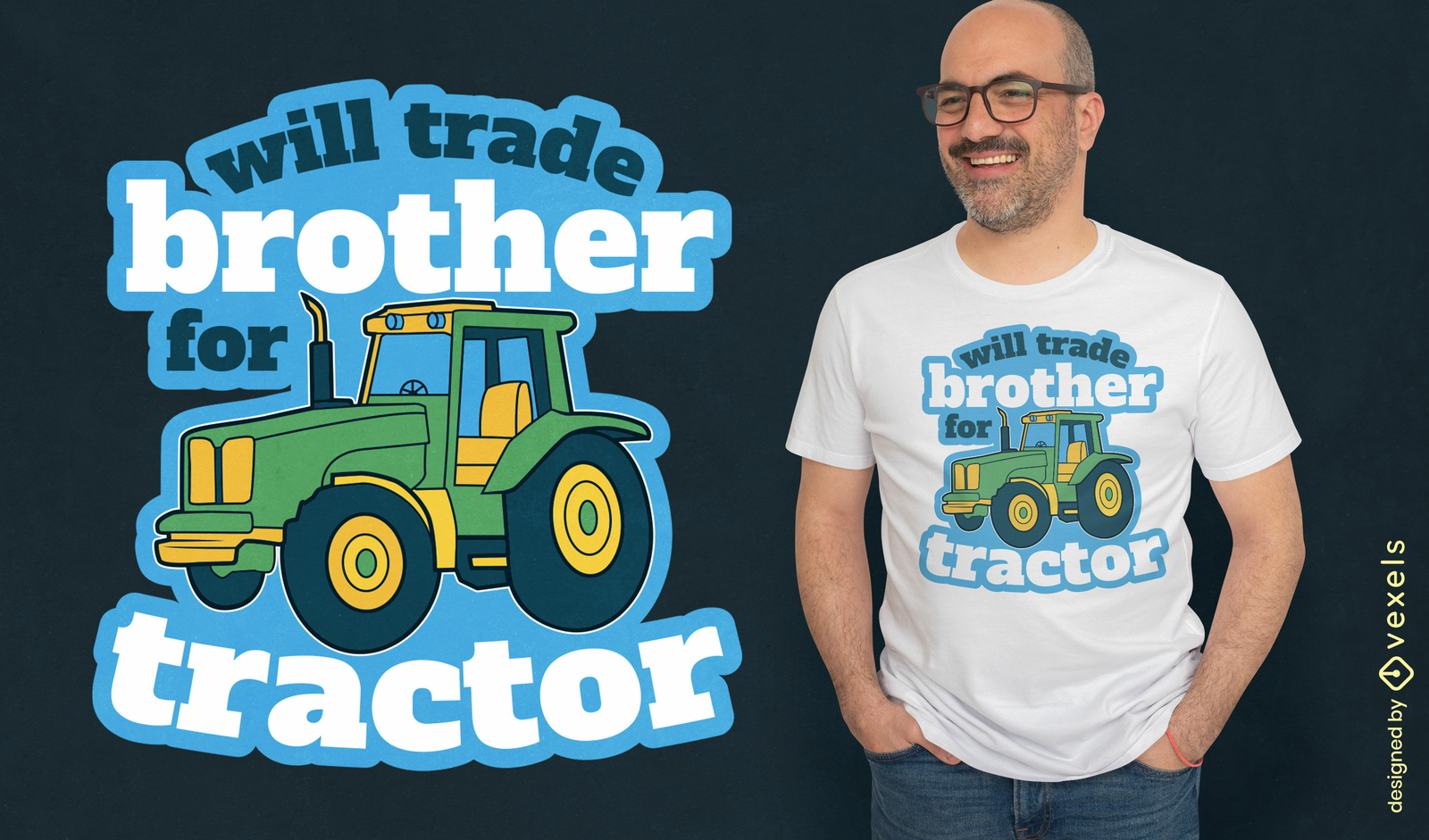 Diseño de camiseta de broma de granja de tractores