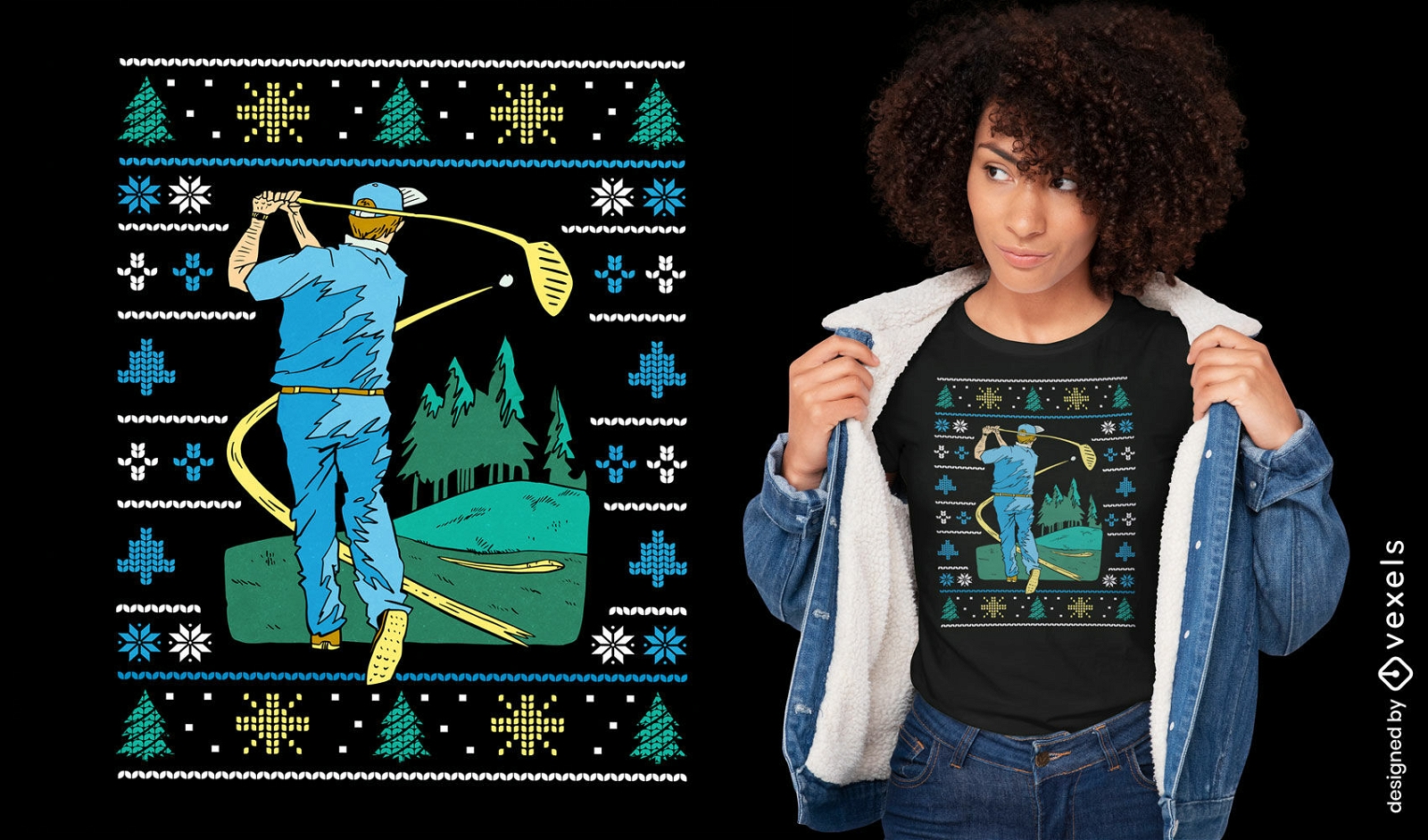 Hässlicher Pullover-T-Shirt-Entwurf des Golfsports