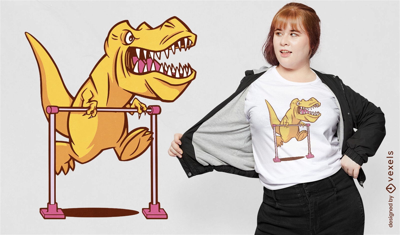 Design de camiseta de exerc?cio de dinossauro T-rex
