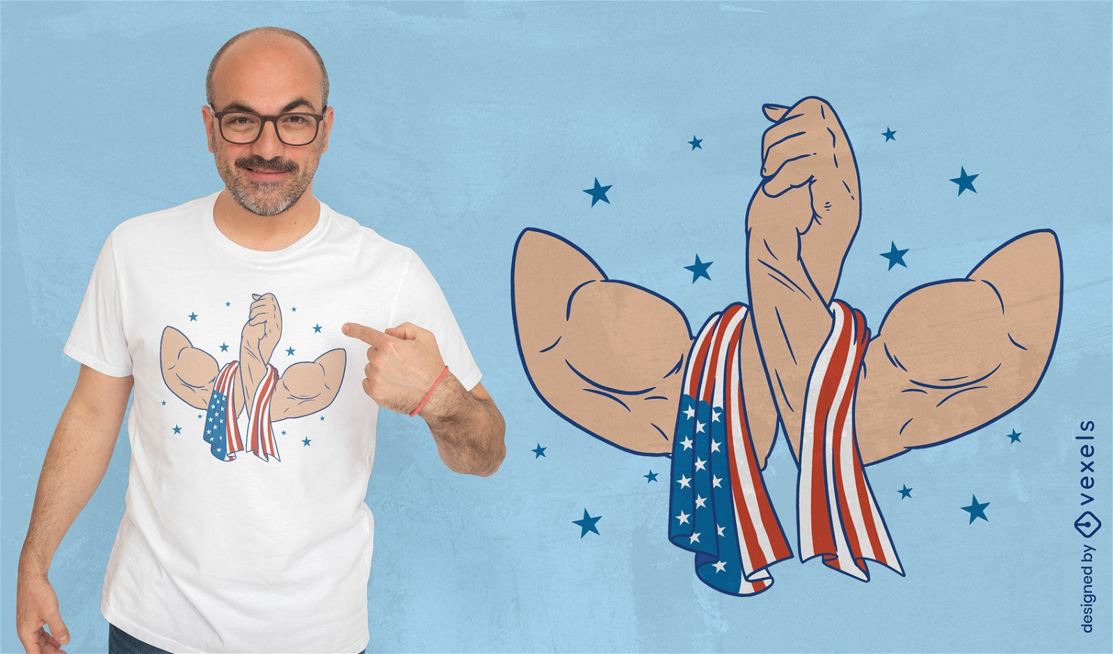 USA muscular handshake t-shirt design