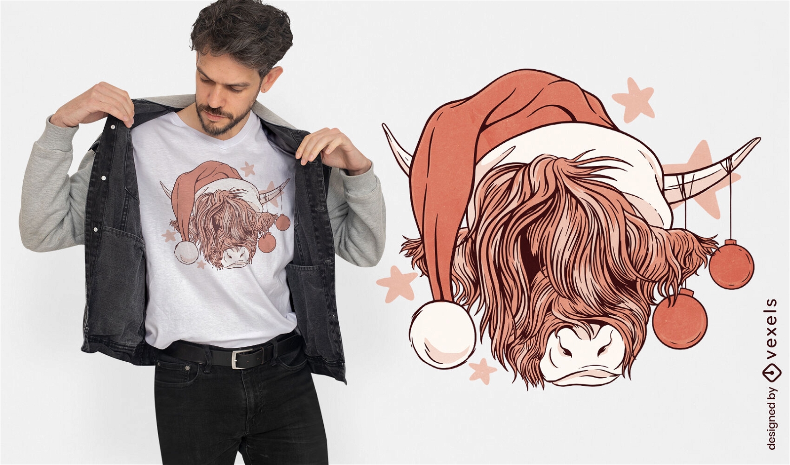 Design de camiseta vegana de vaca de natal