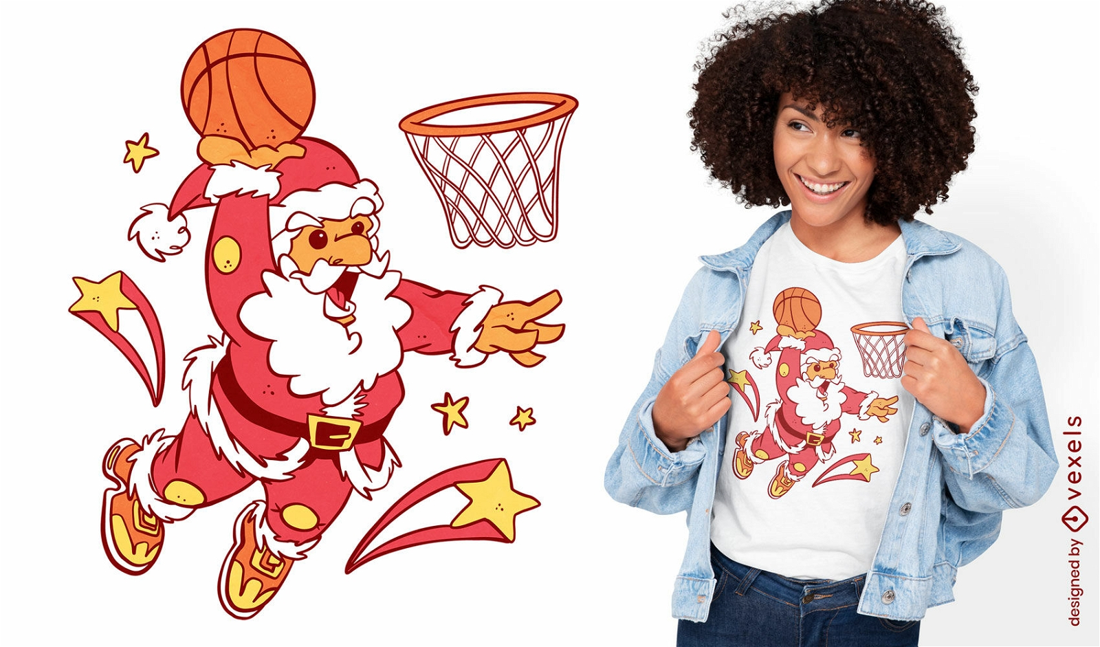 Dise?o de camiseta Basket Santa Christmas
