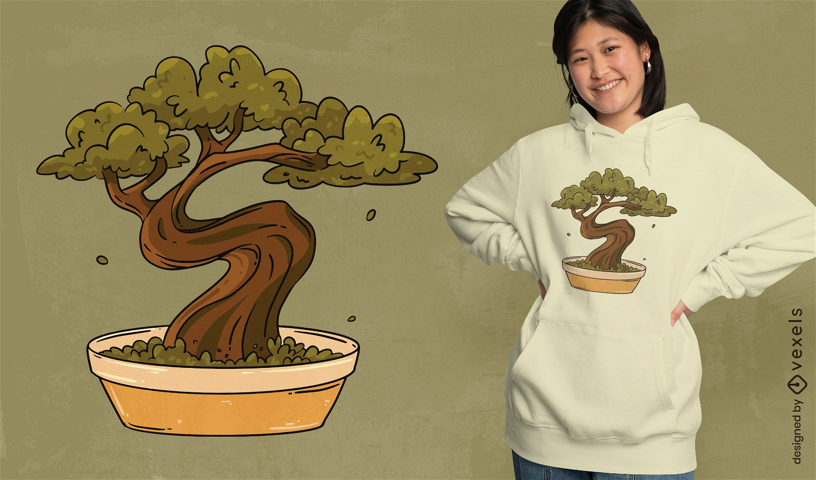Diseño de camiseta de jardín zen bonsai.