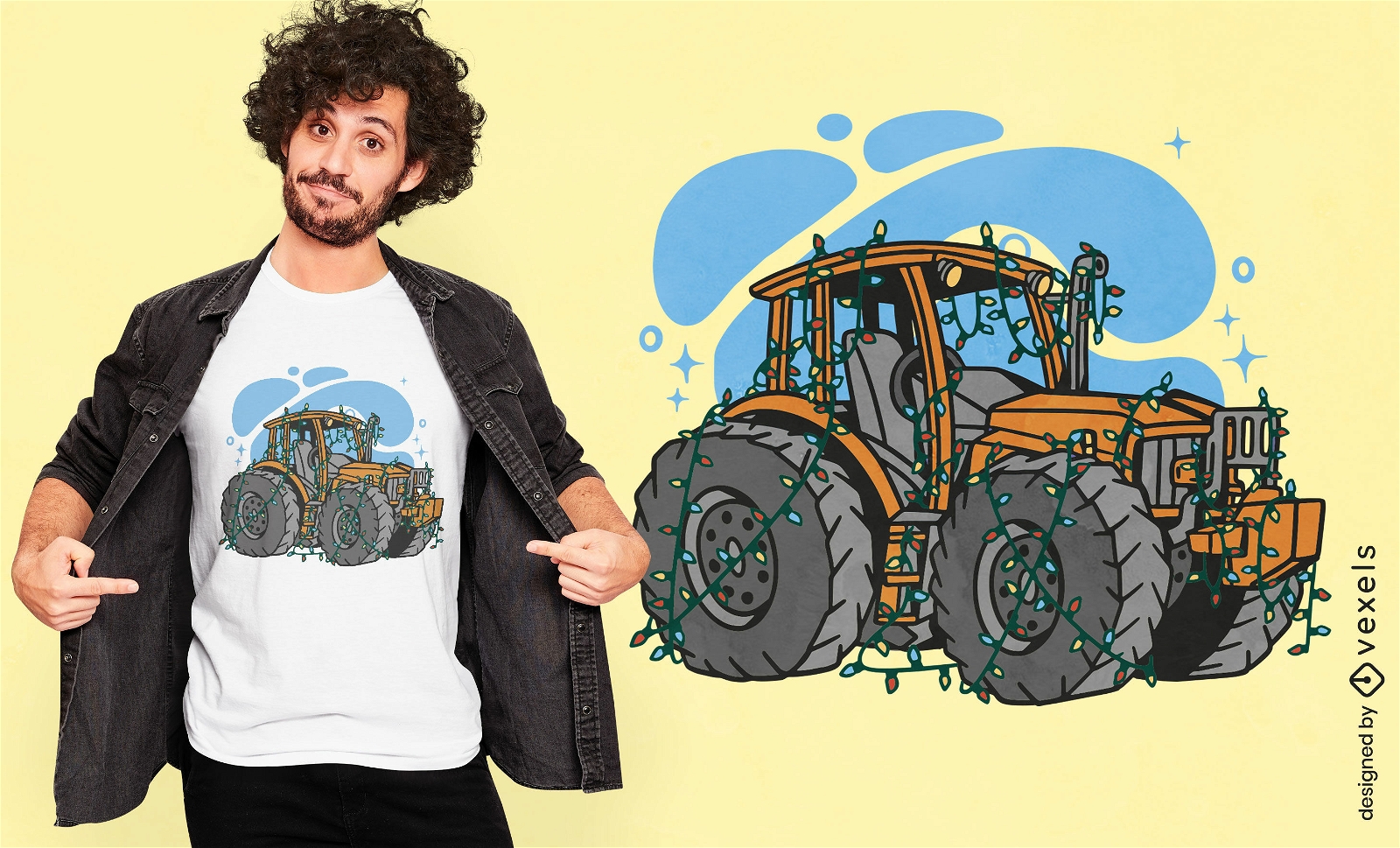 Christmas tractor t-shirt design