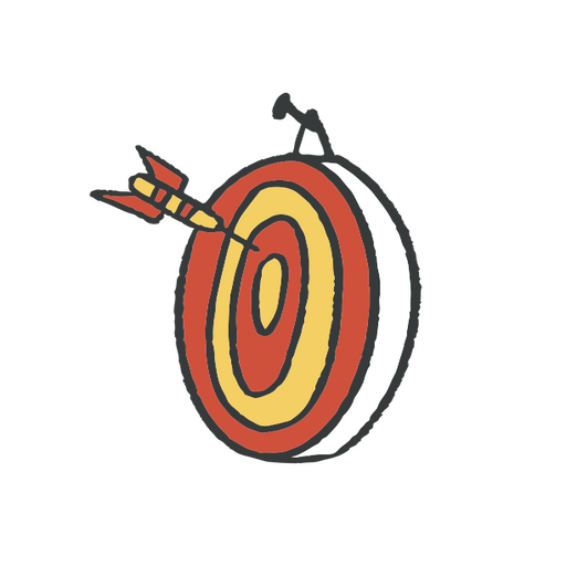 Cartoon image of a dart hitting a target PNG Design