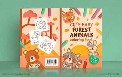 Forest Animals Children Coloring Book Cover Design KDP Vector Download