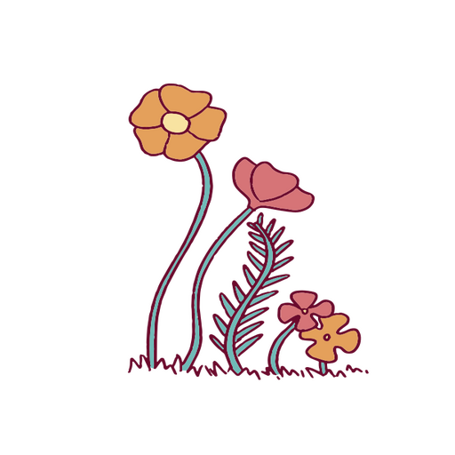 Fondo negro con flores y hojas. Diseño PNG