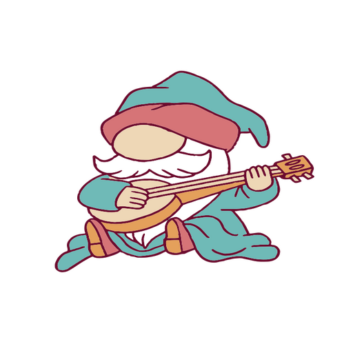 Cartoon gnome playing a lute PNG Design