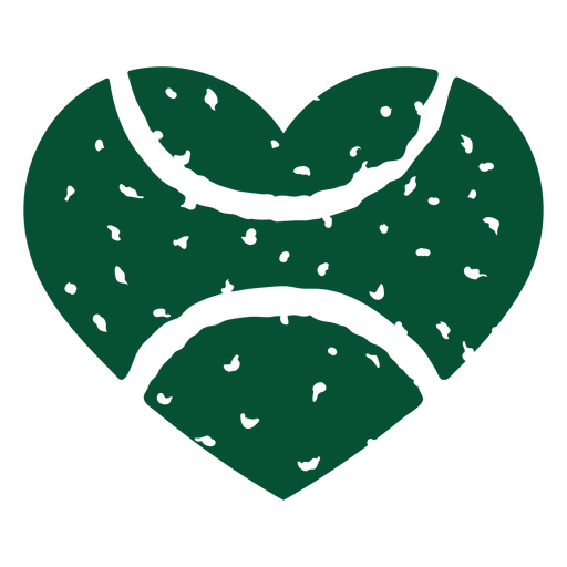 Pelota de tenis verde en forma de corazón. Diseño PNG