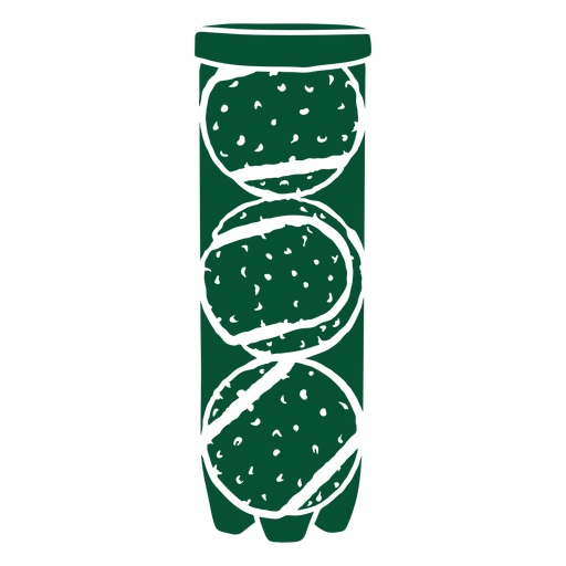Botella verde con pelotas de tenis. Diseño PNG