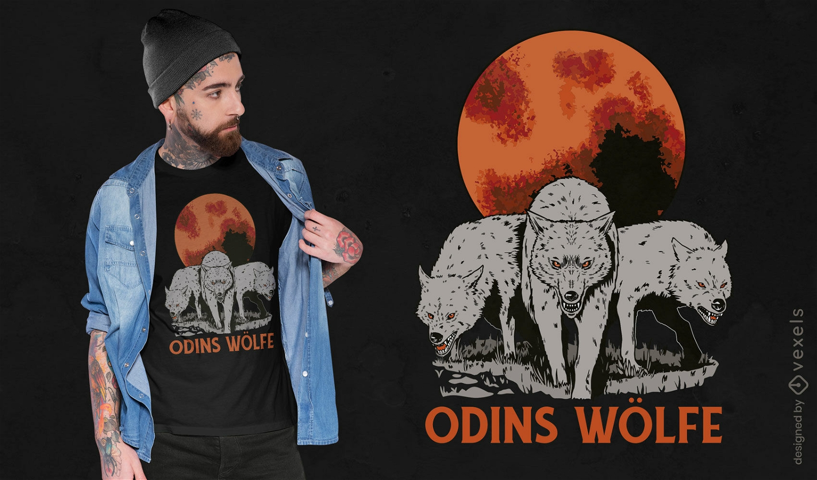 Design de camiseta de lobo Odins