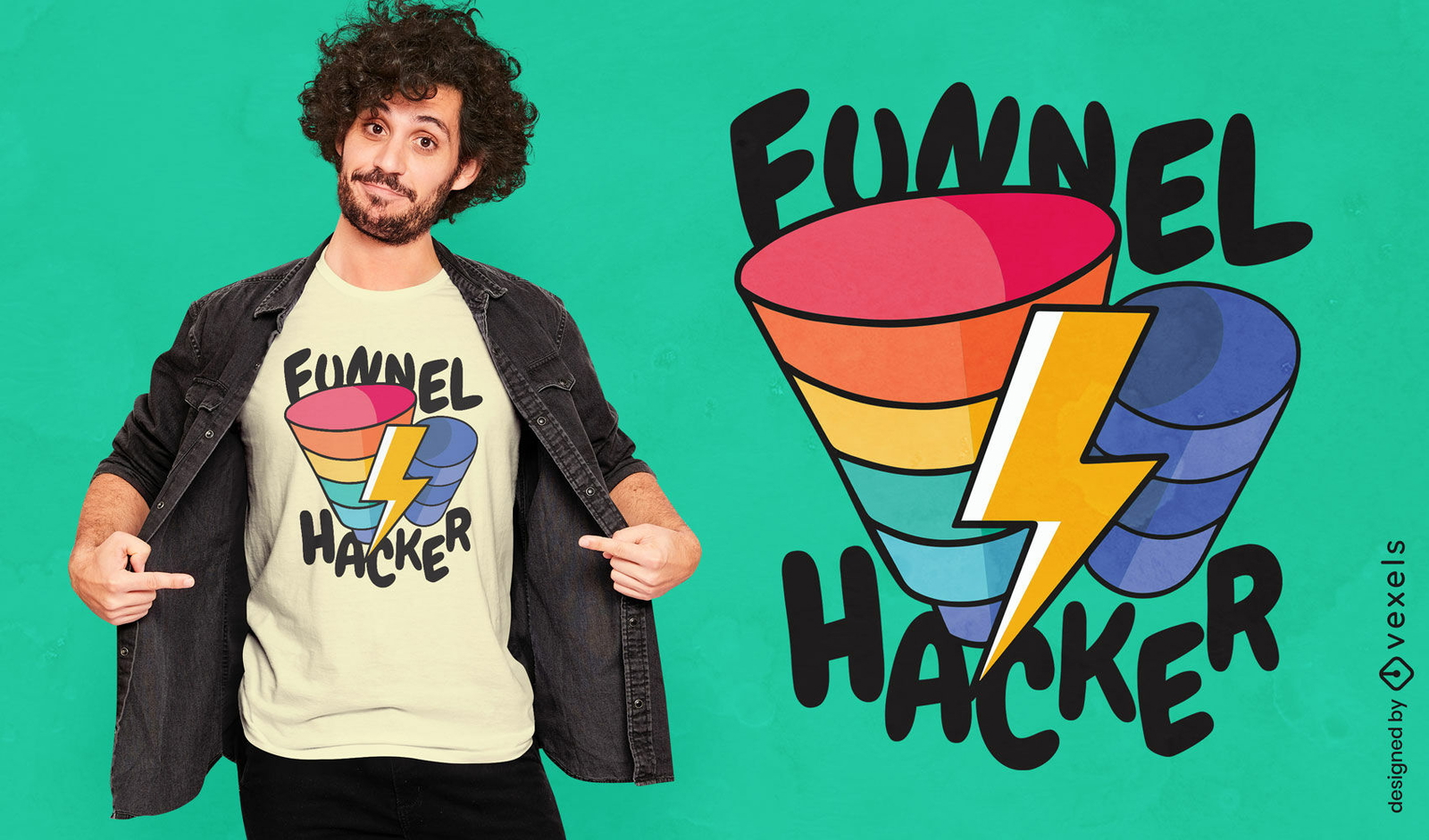 Diseño de camiseta de broma de venta de hacker de embudo