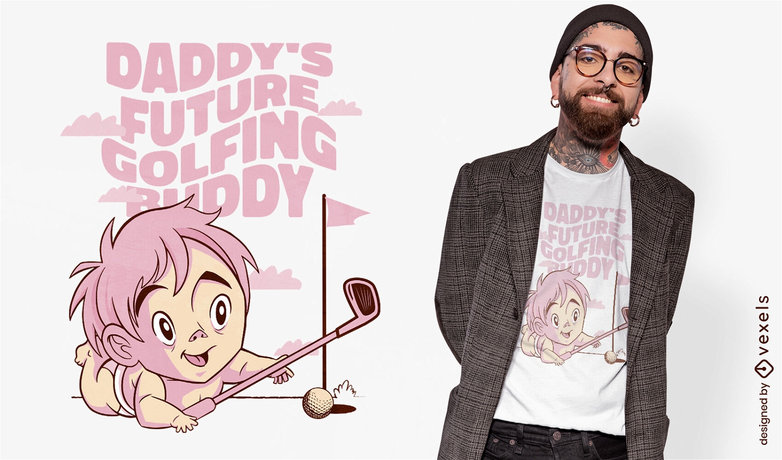 Design de camiseta de bebê de golfe