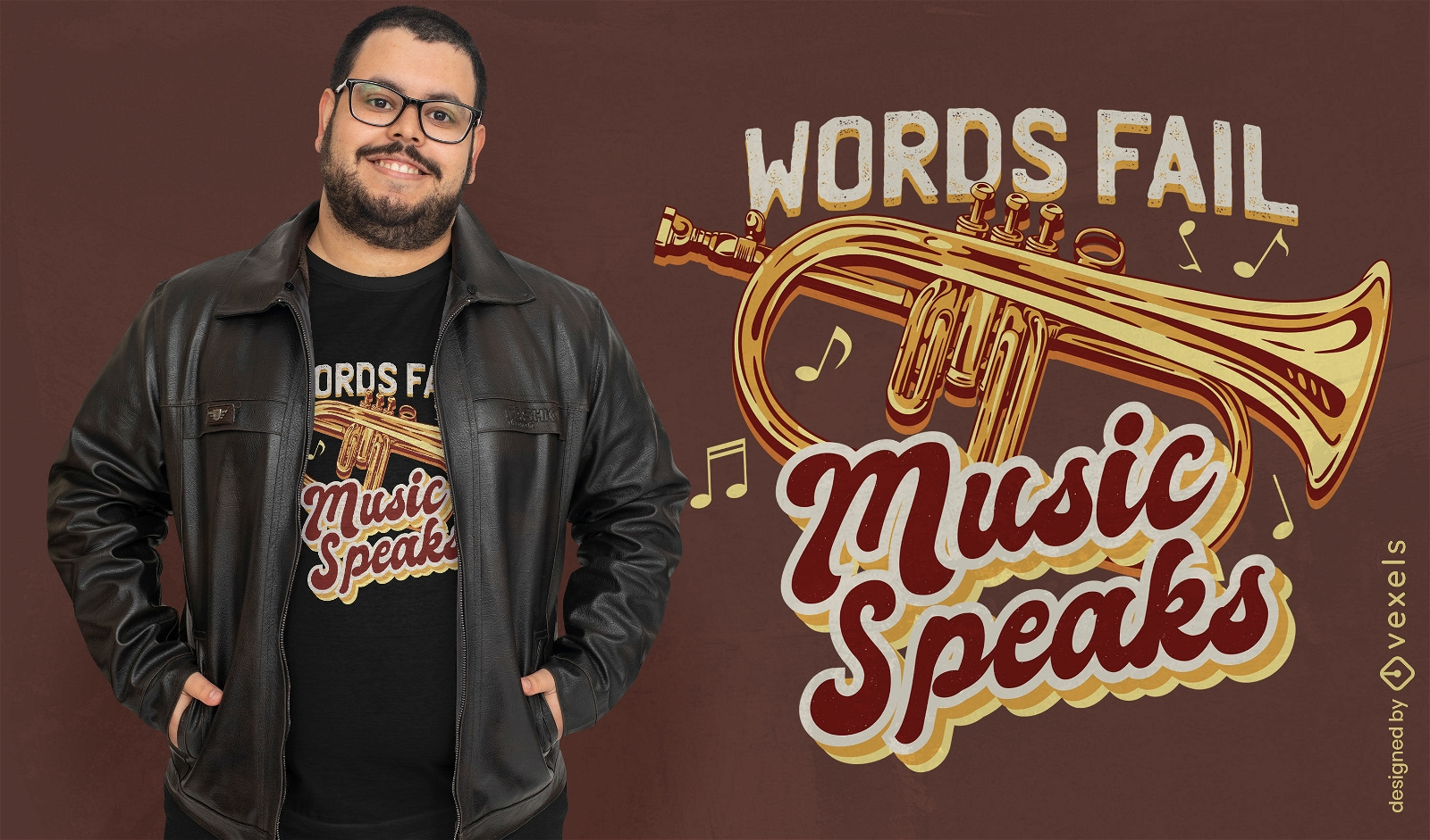 Music speaks flugel horn t-shirt design