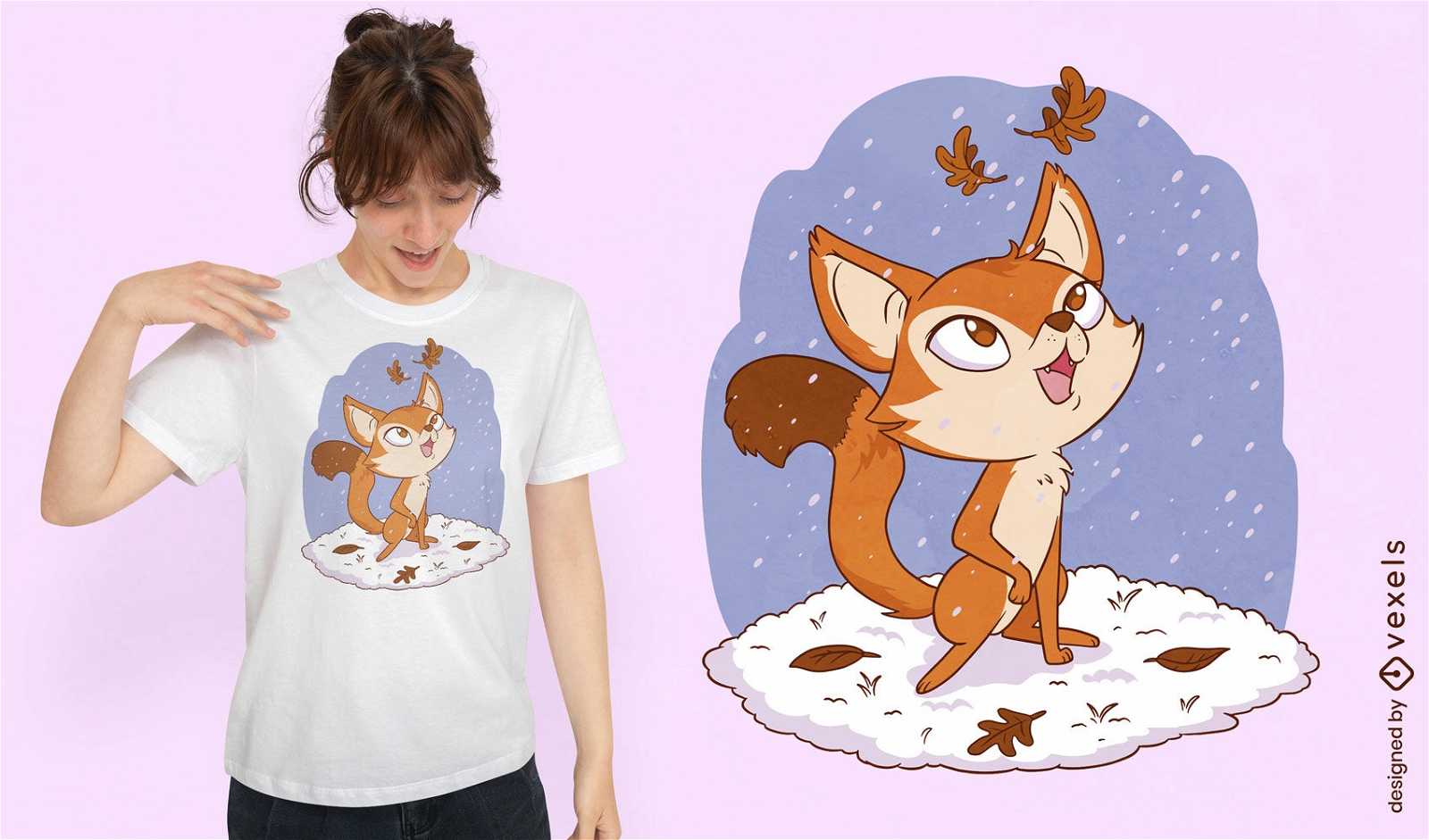 Diseño de camiseta de zorro de invierno.