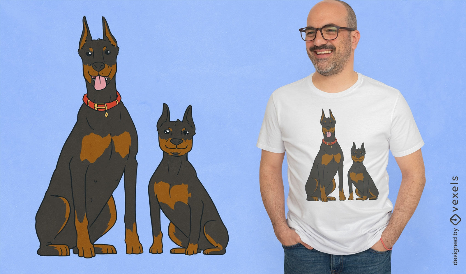 Diseño de camiseta de perros Doberman